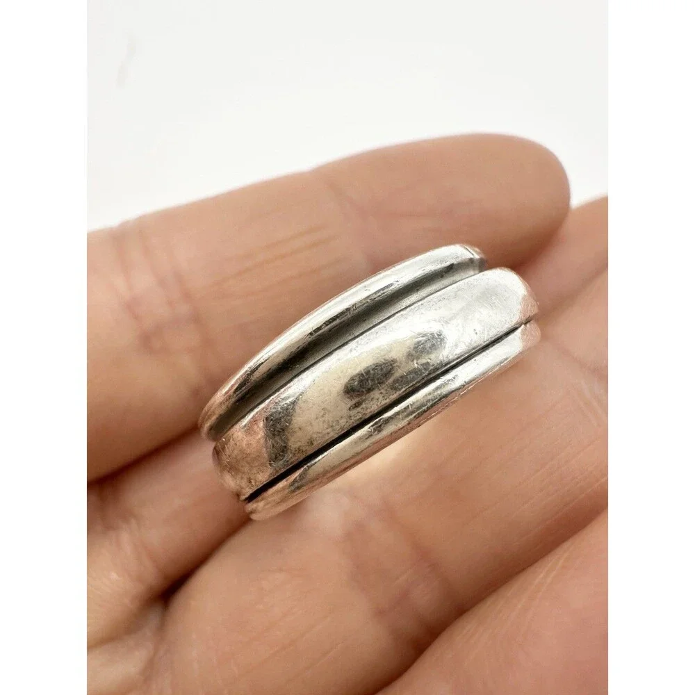 Sterling Silver 925 Modernist Spinning Band Ring Size 8